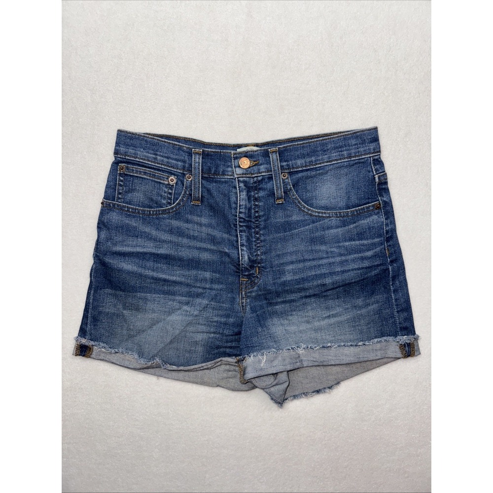 J. Crew High-rise Denim Short In Brixton‎ Wash Shorts Frayed Hem Cutoff Size 28